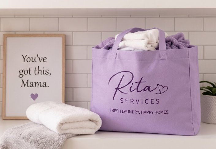 Rita Services Pakenham laundry pickup and delivery bag, fresh laundry happy homes